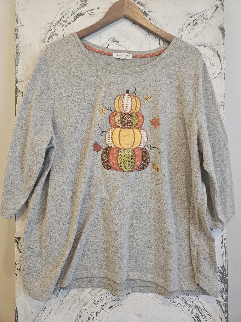 Fall Pumpkin Stack Embroidered Women's Sweater